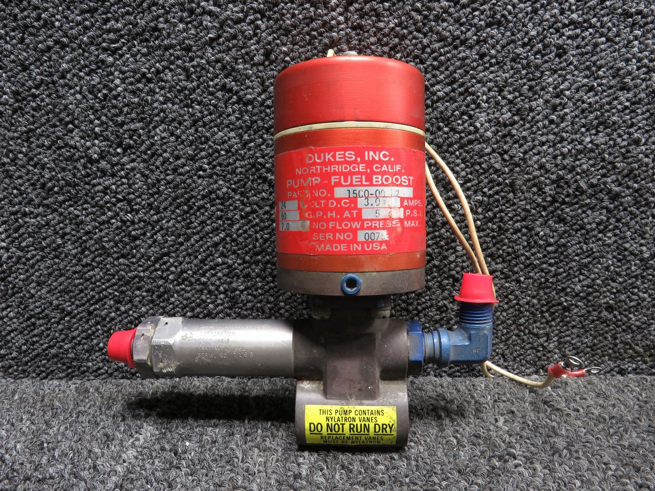 1500-00-2 Dukes Inc Fuel Boost Pump with Check Valve