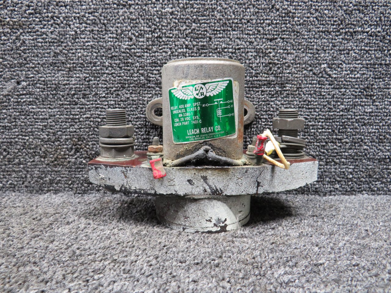 7401-C (Alt: AN3380-1) Leech Unsealed Relay 28V, 400A (Slight Rust)